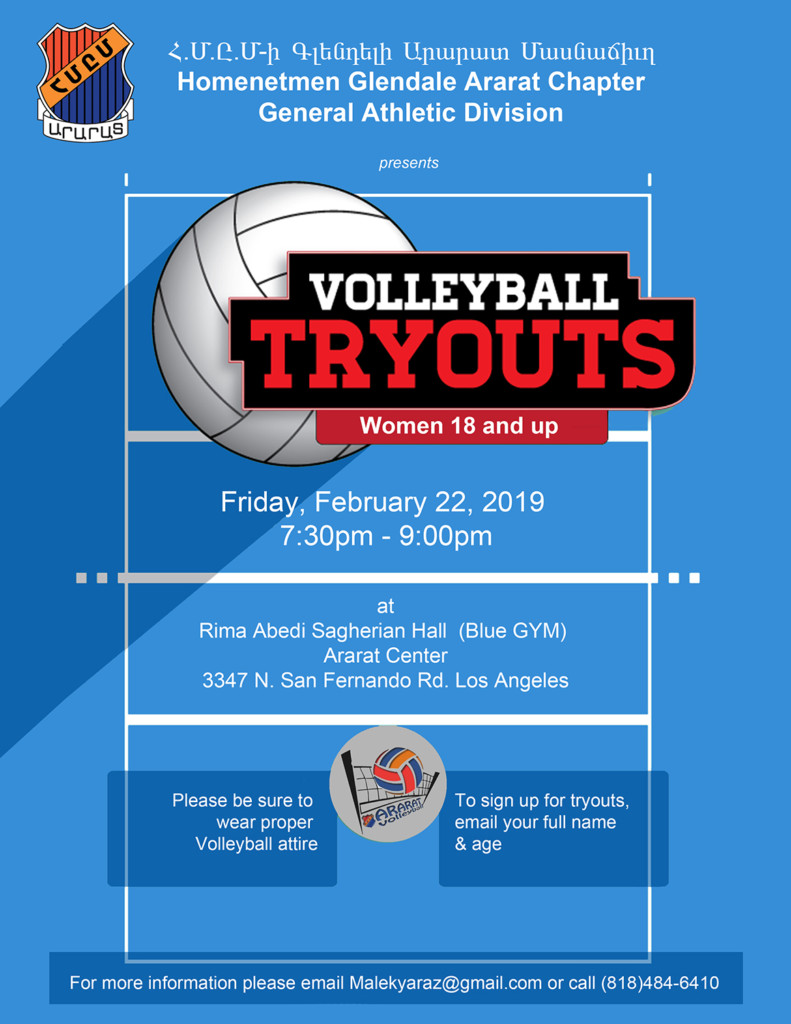 Volleyball Tryouts – Homenetmen Glendale Ararat